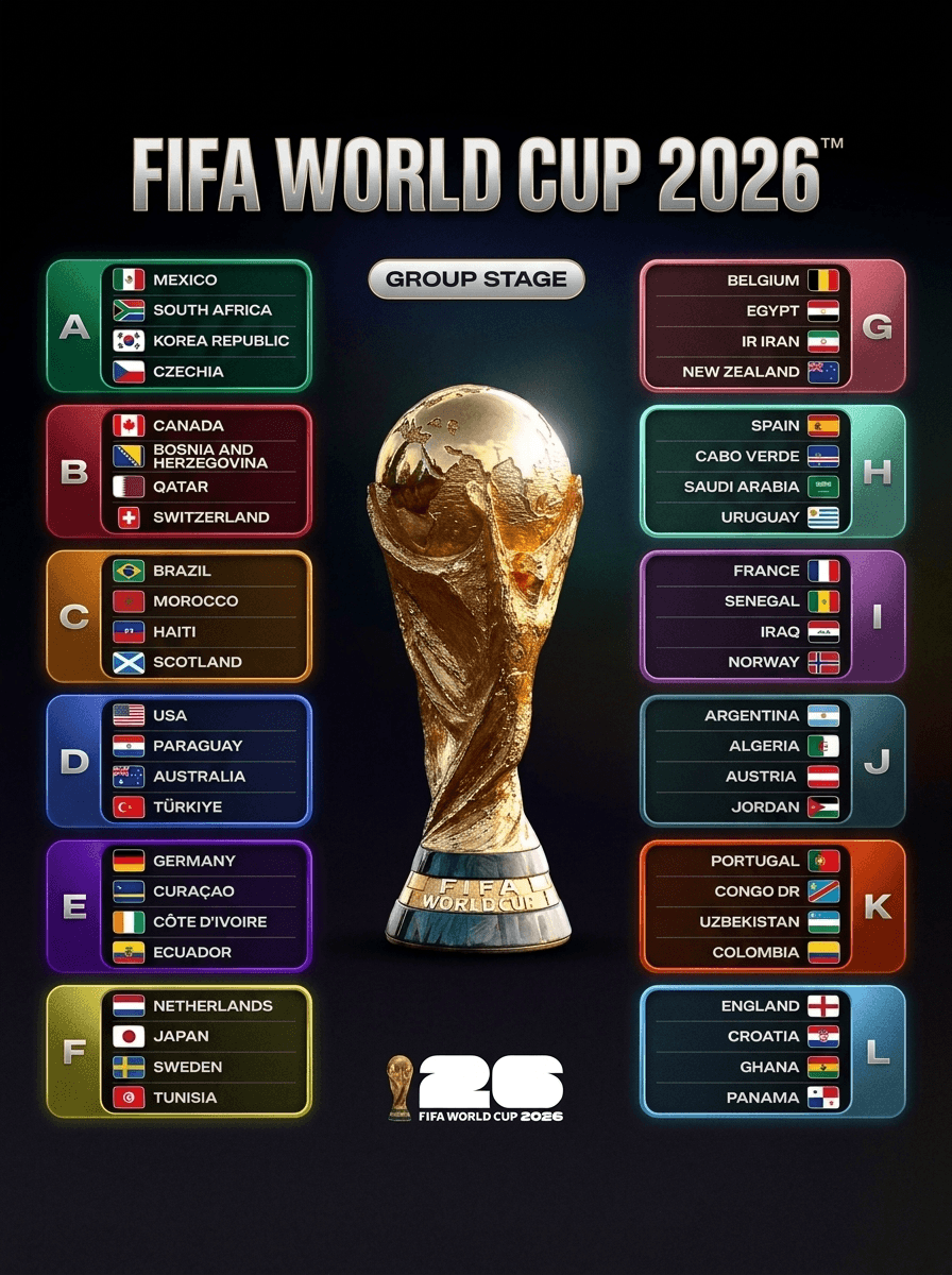 FIFA World Cup 2026 Group Stage — all twelve groups